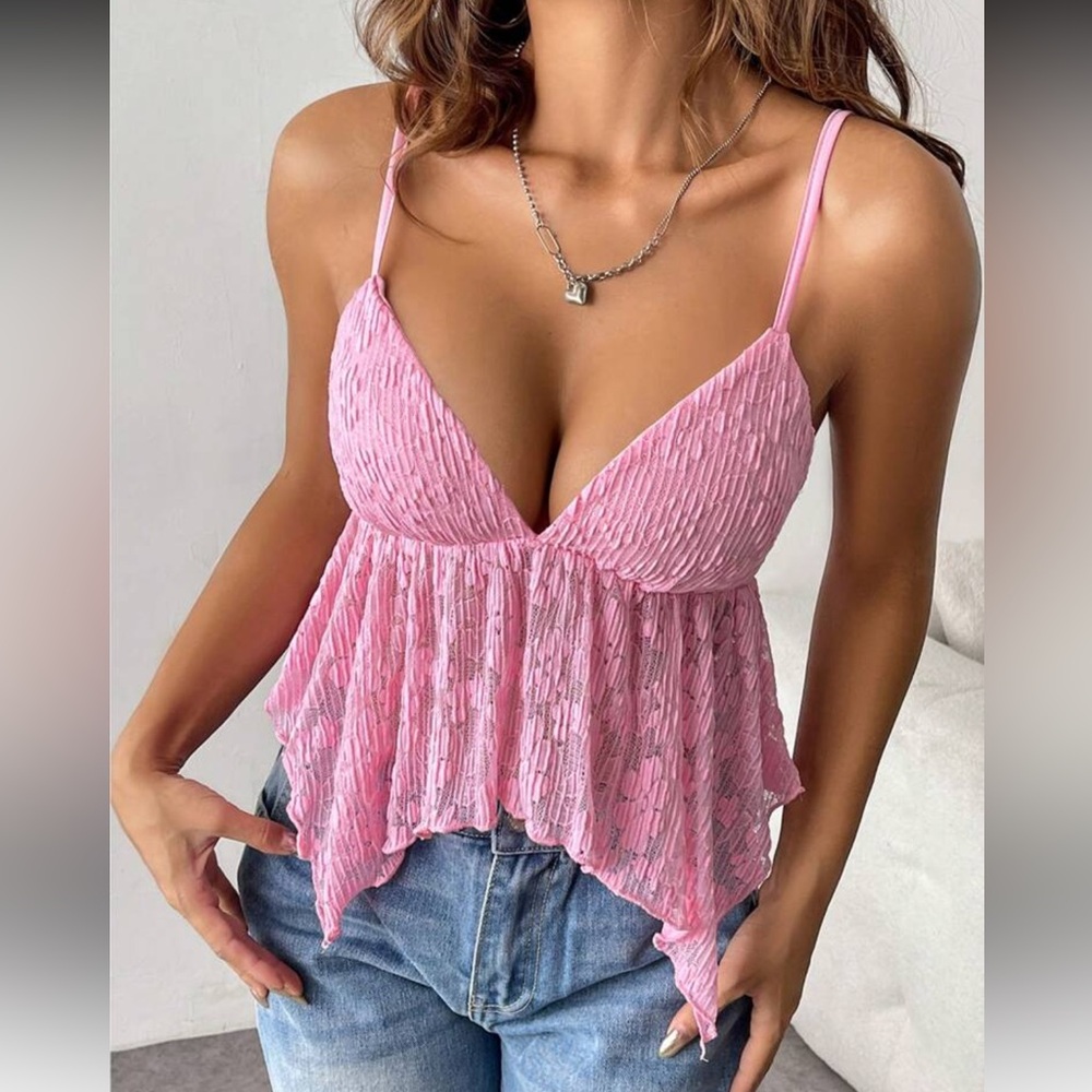Elegant Pink Lace Women Top